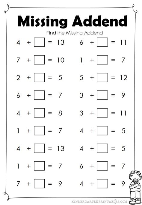 Grade 5 Addition Worksheets: Missing addend .